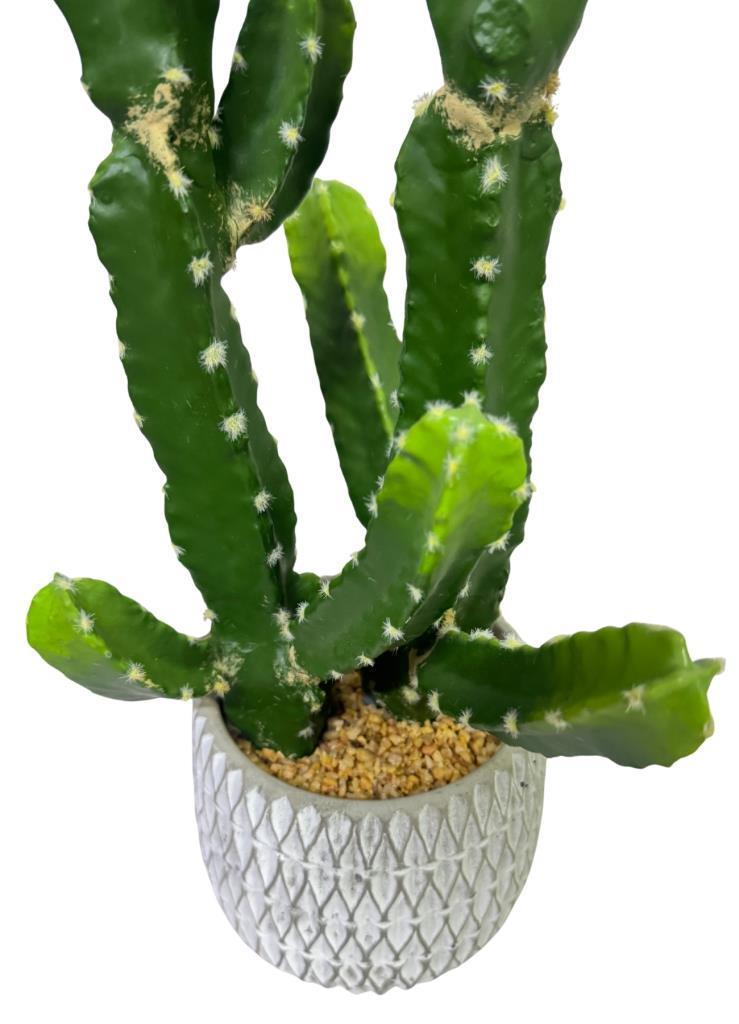 Yapay Kaktüs Euphorbia İngens Şamdan Ağacı Beton Saksıda Yapay Bitki 70cm