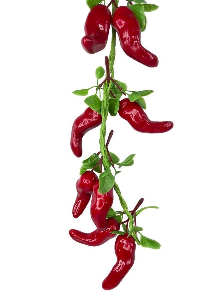 Yapay Kırmızı Biber Salkımı Süs Sahte Biber Yapay Meyve Sebze 