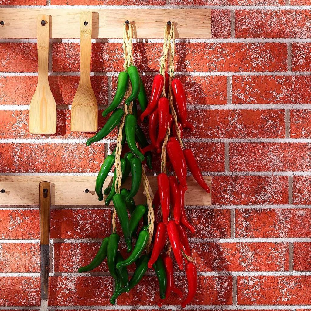 Yapay Kırmızı Biber Salkımı Süs Sahte Biber Yapay Meyve Sebze 