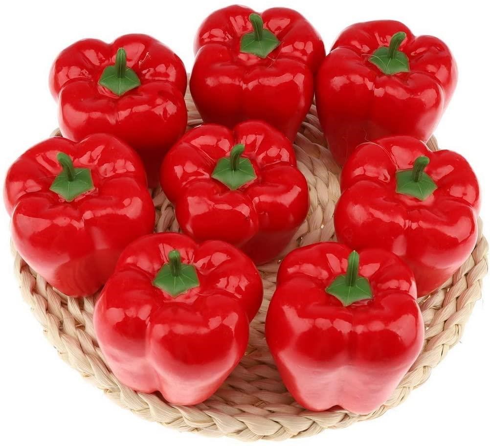 Yapay Kırmızı California Biber Dolma Biber 1adet 10*7 cm Gerçek Boyut