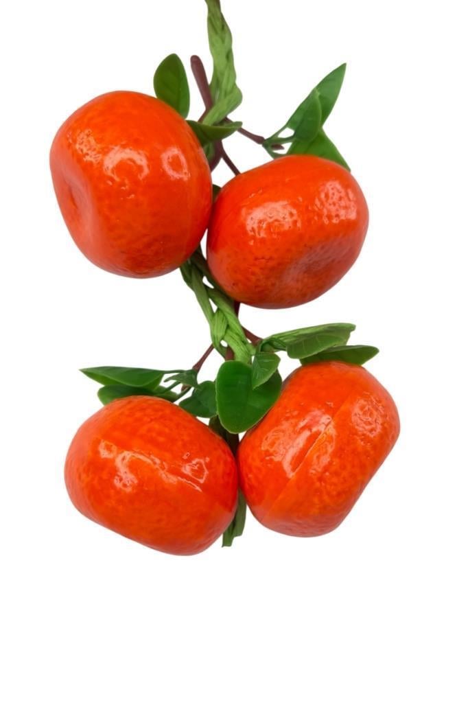 Yapay Mandalina Salkımı Süs 8 Mandalinalı Dekoratif  Yapay Meyve Sebze 