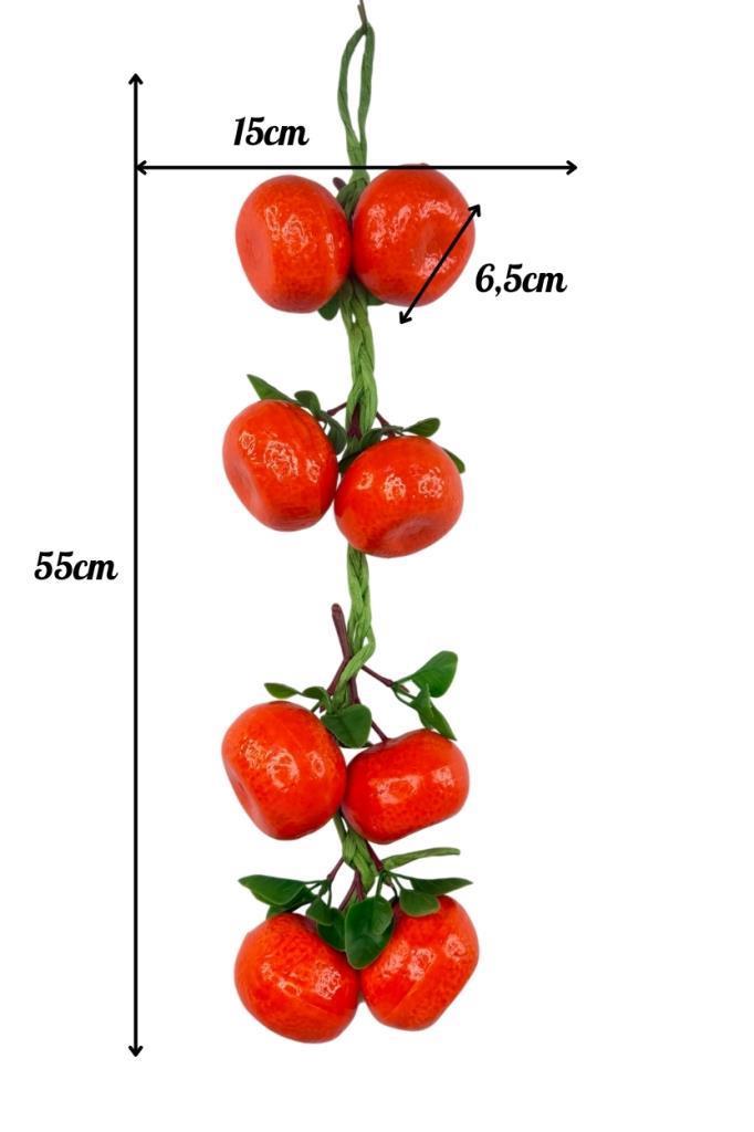 Yapay Mandalina Salkımı Süs 8 Mandalinalı Dekoratif  Yapay Meyve Sebze 