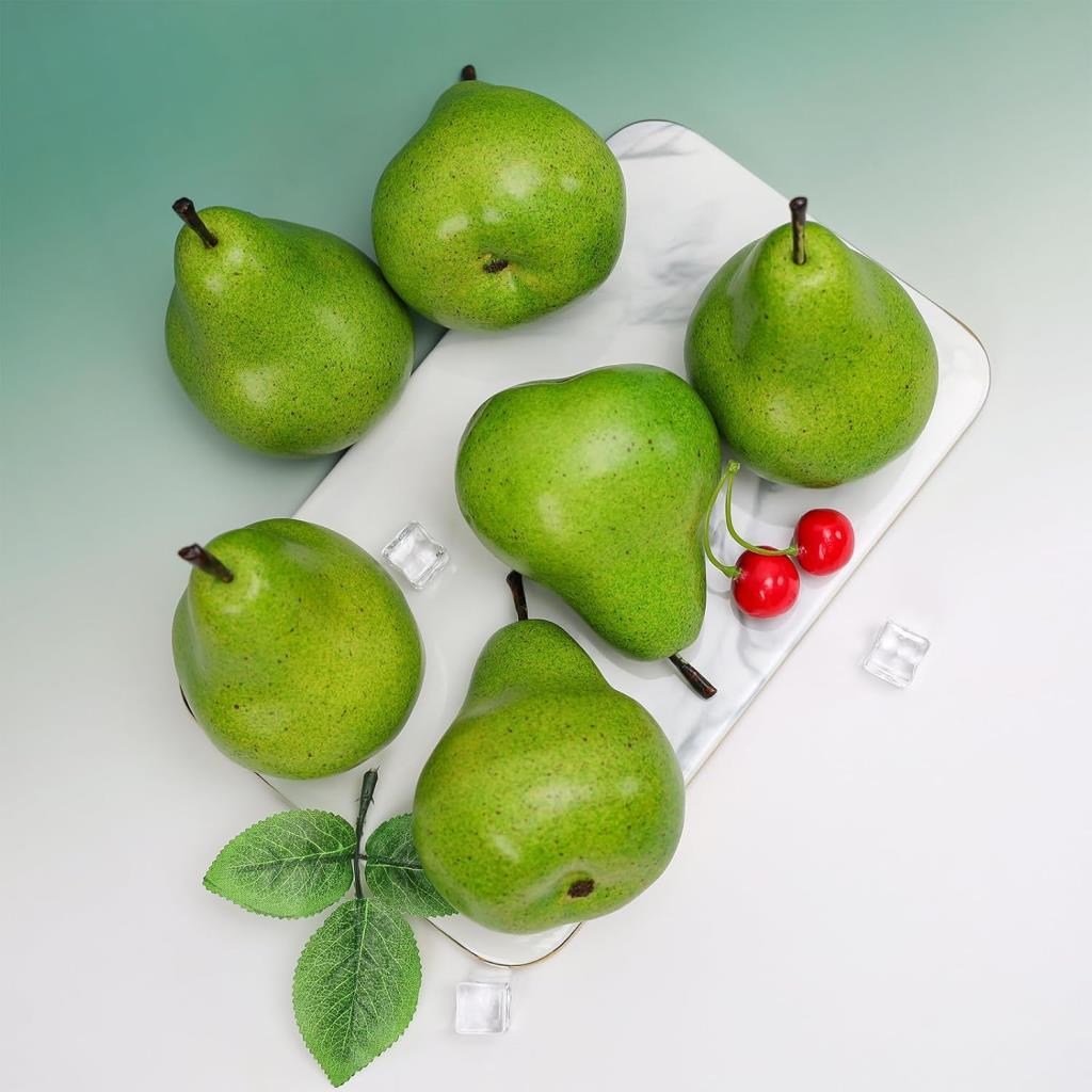 Yapay Meyve Sebze 6lı Paket Yeşil ARMUT Doğal Görünüm