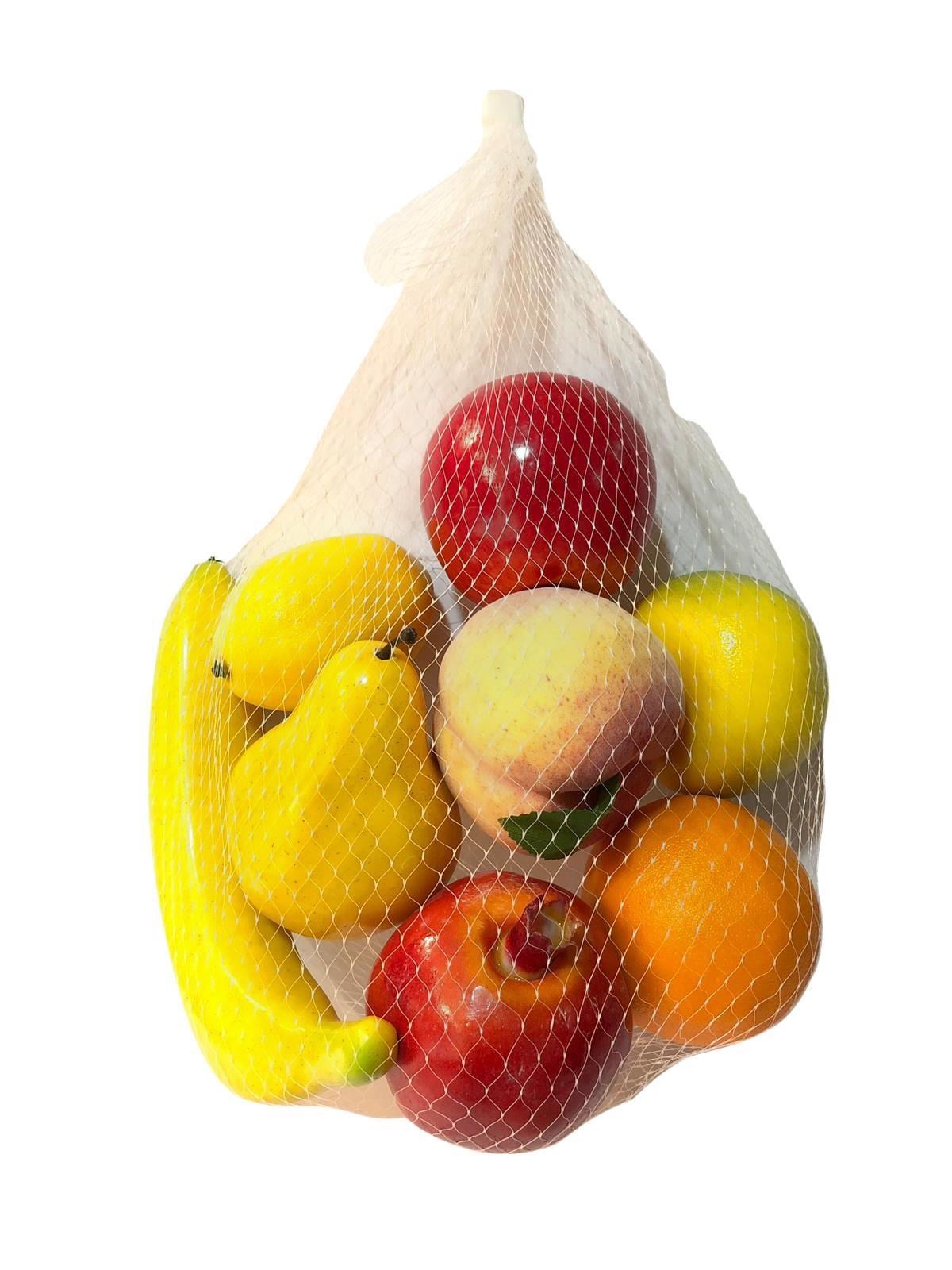 Yapay Meyve Sebze Filesi 8li Muz Şeftali Armut Elma Nar Mango Portakal