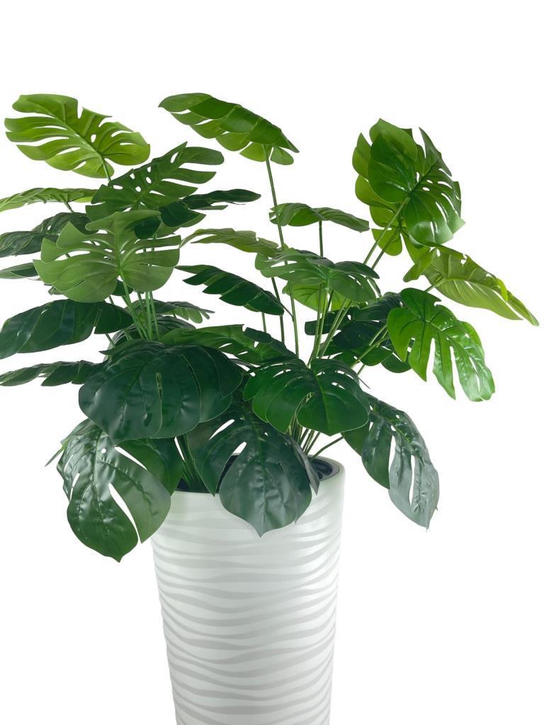 Yapay Monstera Beyaz Uzun Kumsal Vazoda 120cm 36Yaprak