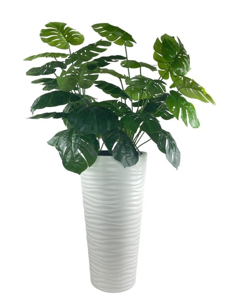 Yapay Monstera Beyaz Uzun Kumsal Vazoda 120cm 36Yaprak