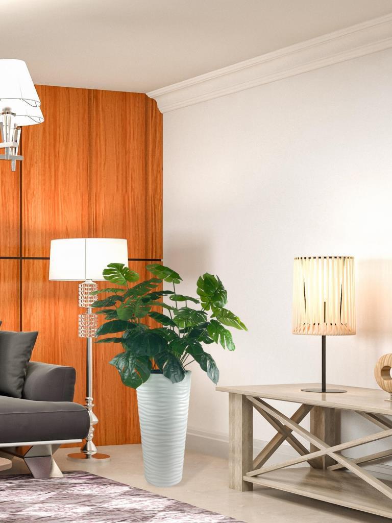 Yapay Monstera Beyaz Uzun Kumsal Vazoda 120cm 36Yaprak