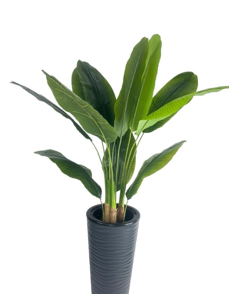 Yapay Starliçe Muz Ağacı Antrasit Kumsal Vazoda Muz Ağacı Yapay Starliçe 150cm 12 Yaprak
