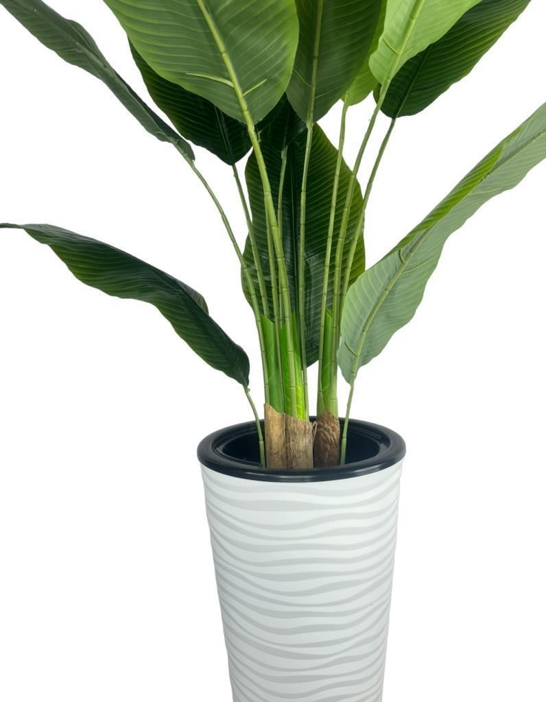 Yapay Starliçe Muz Ağacı Beyaz Kumsal Vazoda Muz Ağacı Yapay Starliçe 150cm 12 Yaprak