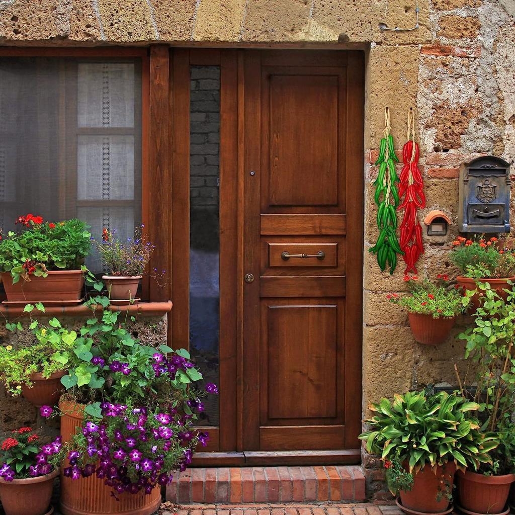 Yapay Yeşil Biber Salkımı Süs Sahte Biber Yapay Meyve Sebze 