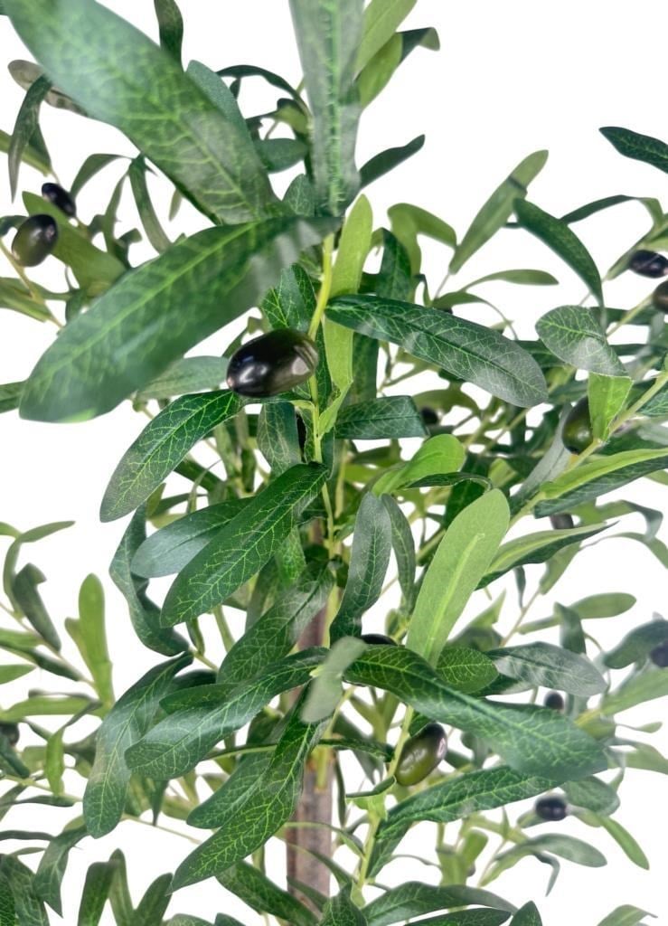 Yapay Zeytin Ağacı 130cm İki Gövdeli Beyaz Küre Saksıda Salex Doğal Gerçek Görünümlü Yapay Ağaç