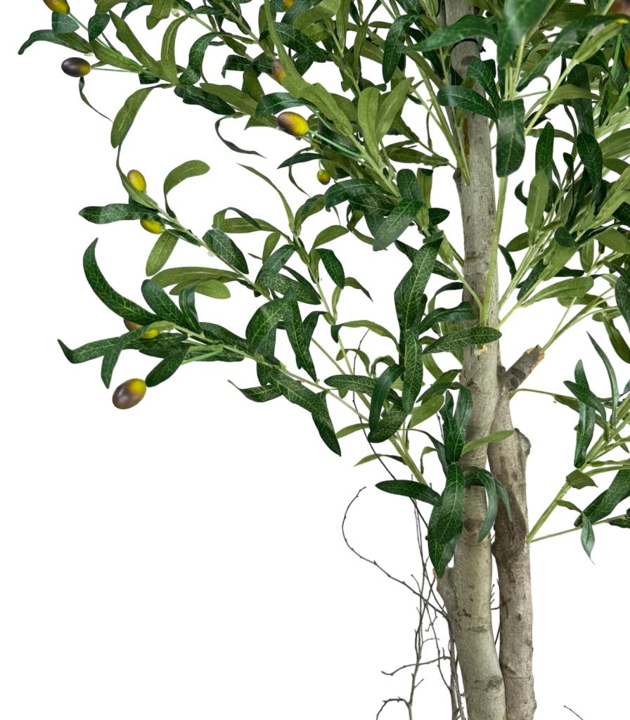 Yapay Zeytin Ağacı 190cm Keten Sarılı Plastik Saksıda İki Gövdeli Doğal Görünümlü Yapay Ağaç