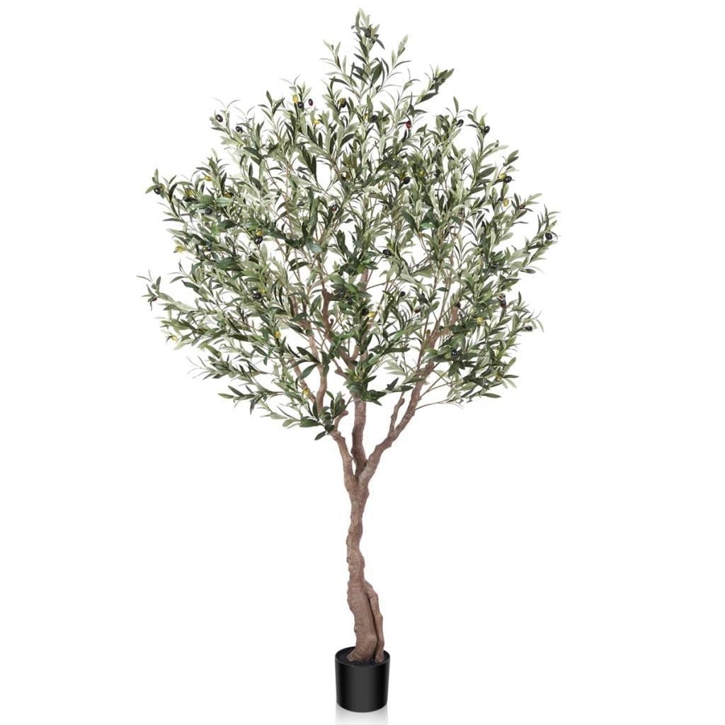 Yapay Zeytin Ağacı Doğal Kök Detaylı Büyük Dolgun Model Siyah Saksıda 190cm Yapay Ağaç
