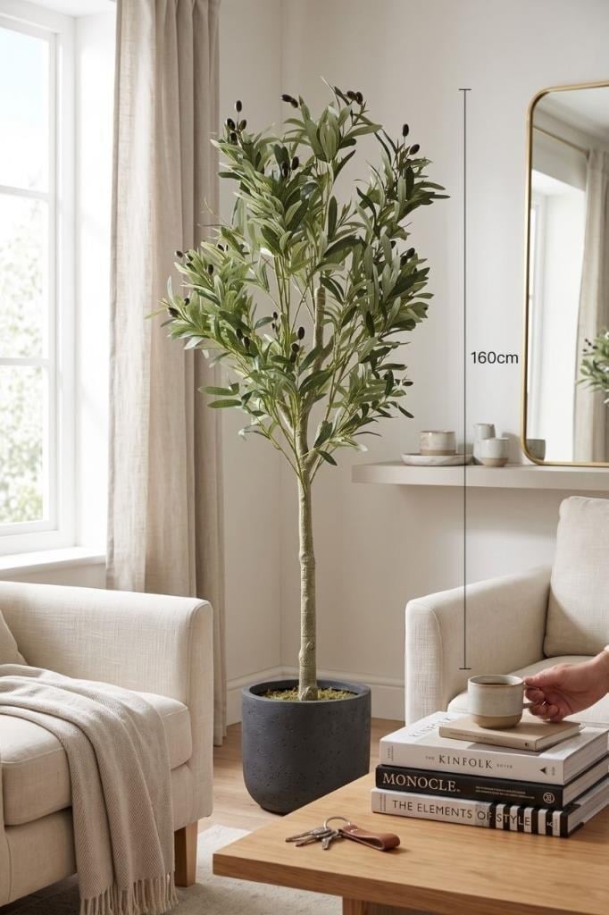 Yapay Zeytin Ağacı Lüks 160cm Doğal Gövdeli Gerçek Görünümlü Yapay Ağaç 2215