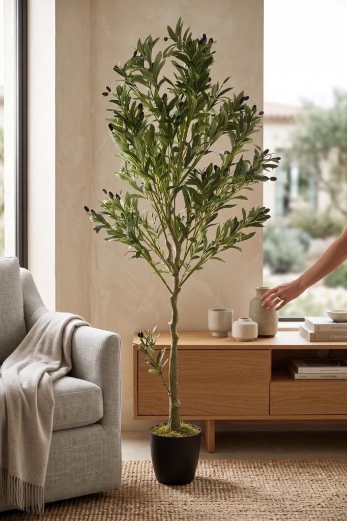 Yapay Zeytin Ağacı Lüks 170cm Doğal Gövdeli Gerçek Görünümlü Yapay Ağaç 1391