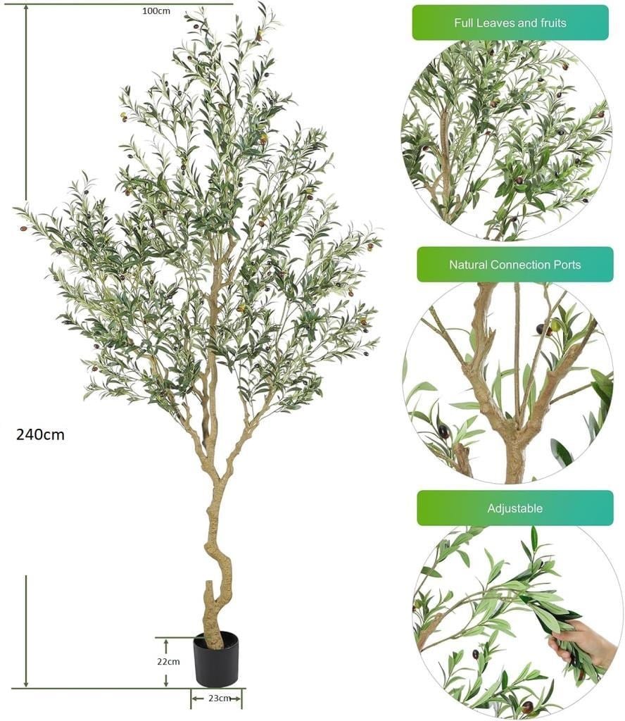 Yapay Zeytin Ağacı Lüx 240cm Doğal Gövdeli Gerçek Görünümlü Yapay Ağaç