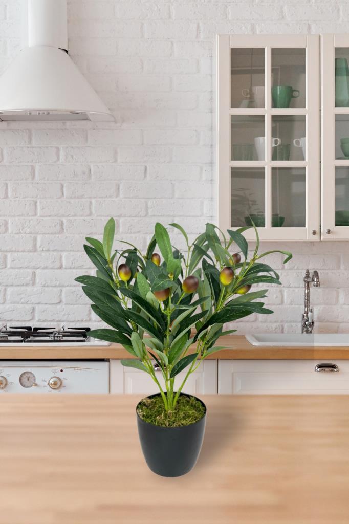 Yapay Zeytin Ağacı Saksıda 40cm 5 Dallı 10 Meyveli Yapay Çiçek Artificial Olive