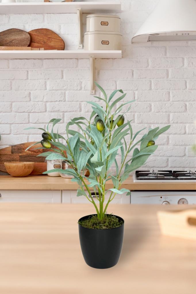 Yapay Zeytin Ağacı Saksıda 40cm 5 Dallı 10 Meyveli Pastel Yapay Çiçek Artificial Olive