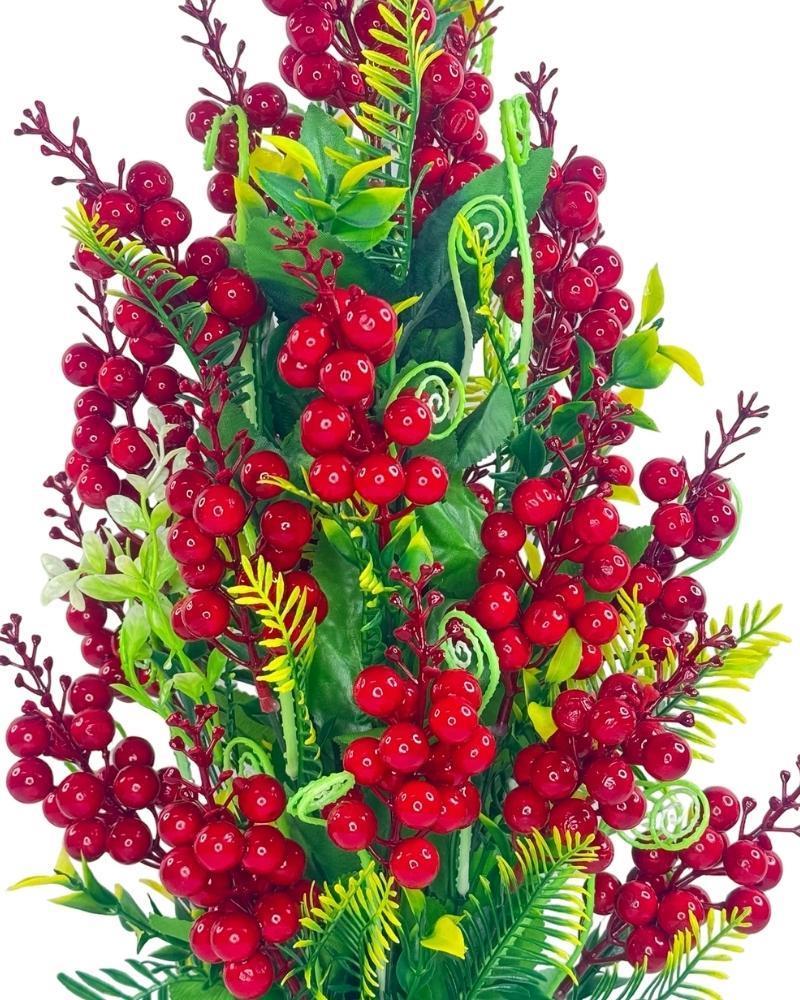 Yılbaşı Ağacı Kokina Siyah Saksıda 55cm Yapay Kokina Çiçeği