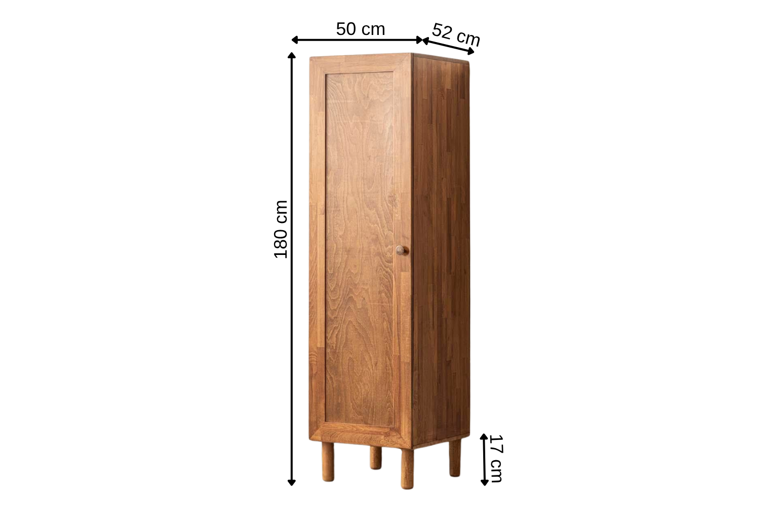 Apollon Schrank mit einer Tür, massive Buche, Walnuss