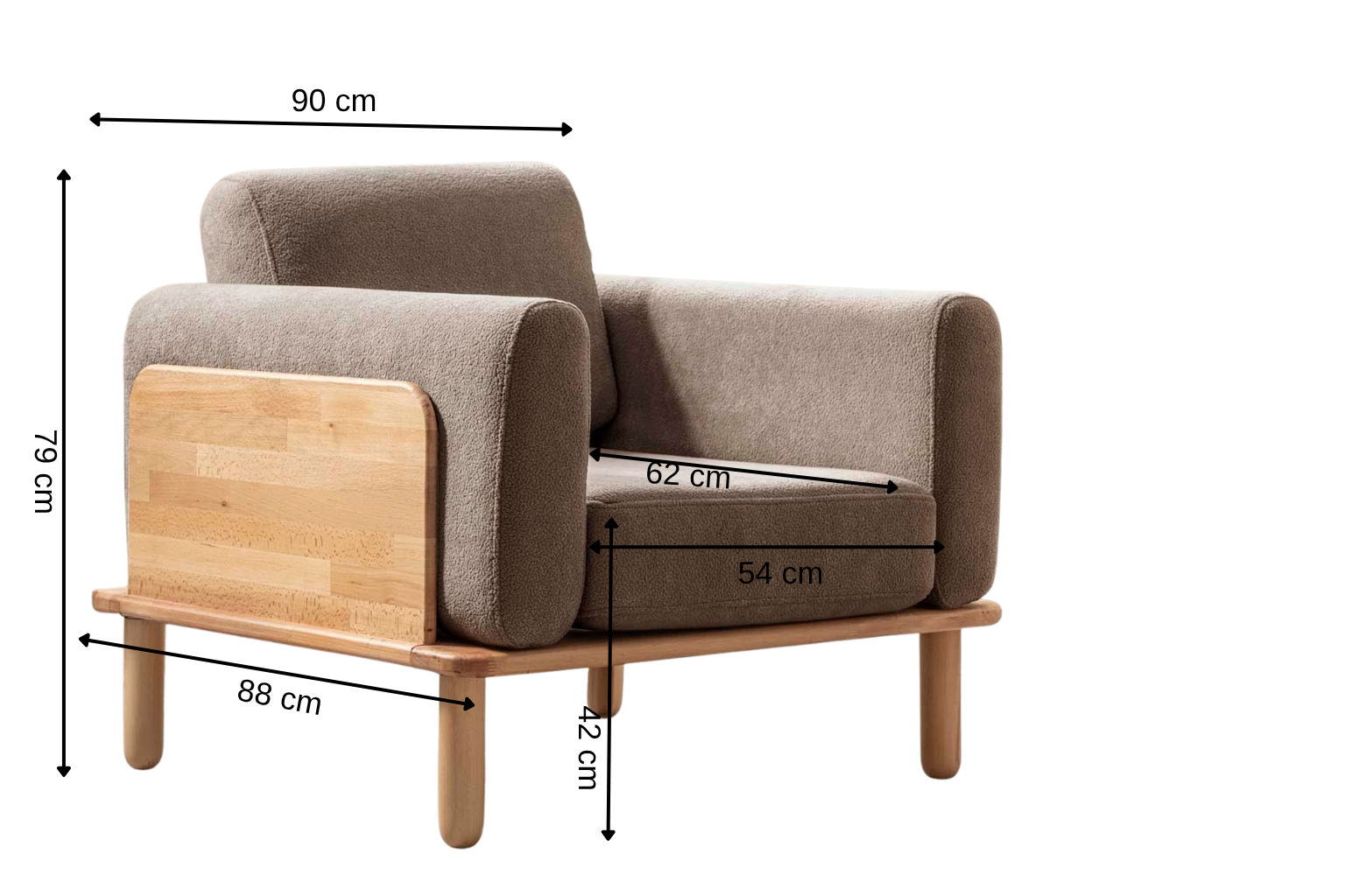 Diva-Sessel, Anthrazit, Natur-Gestell