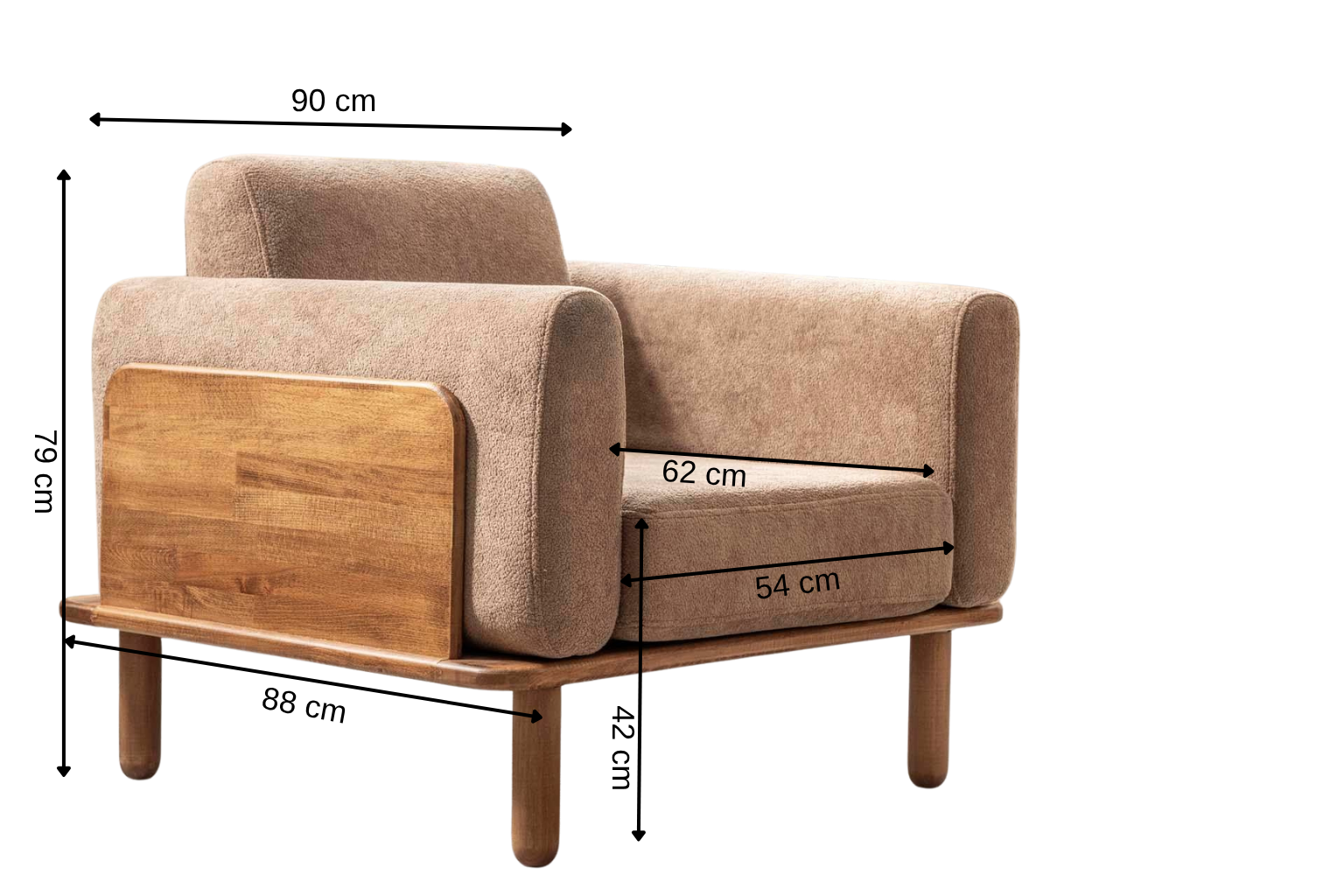 Diva-Sessel, braun, Gestell aus Walnussholz