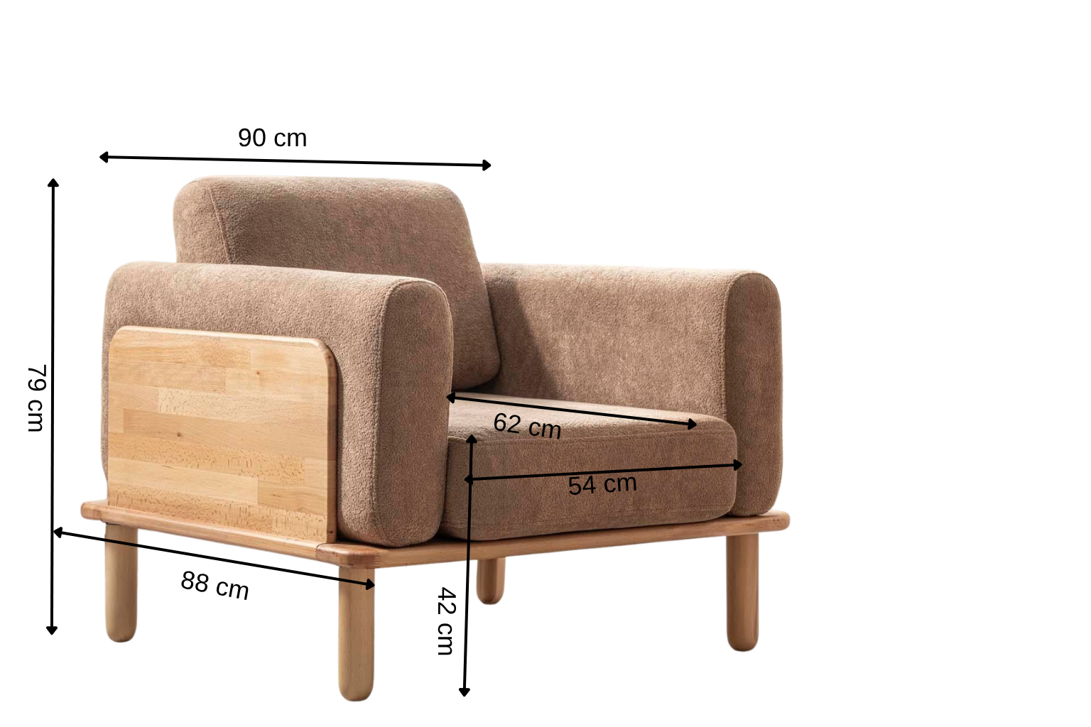 Diva-Sessel, Braun, Naturfarbenes Gestell