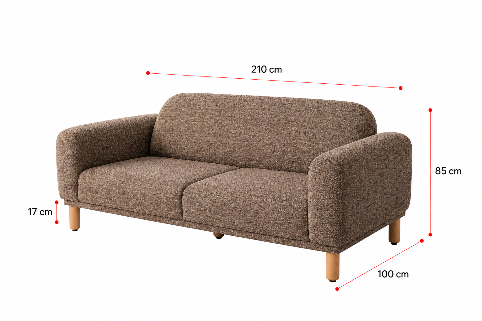 Hera Dreisitzer-Sofa, Braun