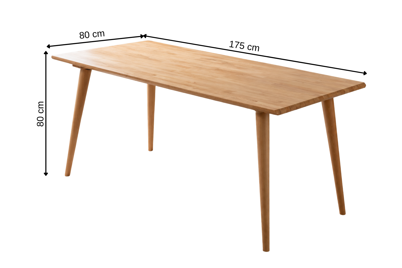 Navie Masif Kayın Yemek Masası 175 cm , Natural