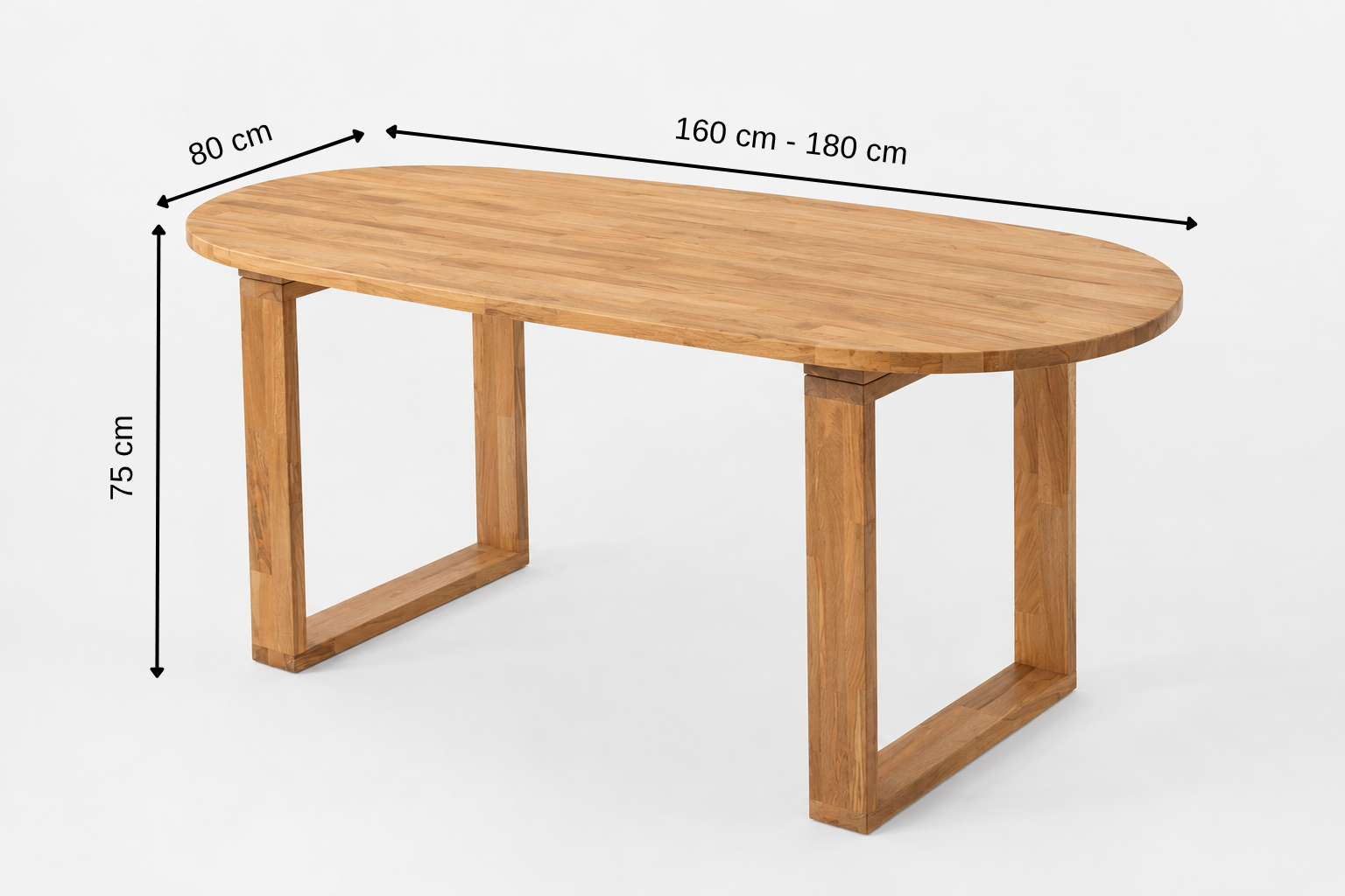 Sametti Esstisch aus massiver Buche, 160 cm, Natur