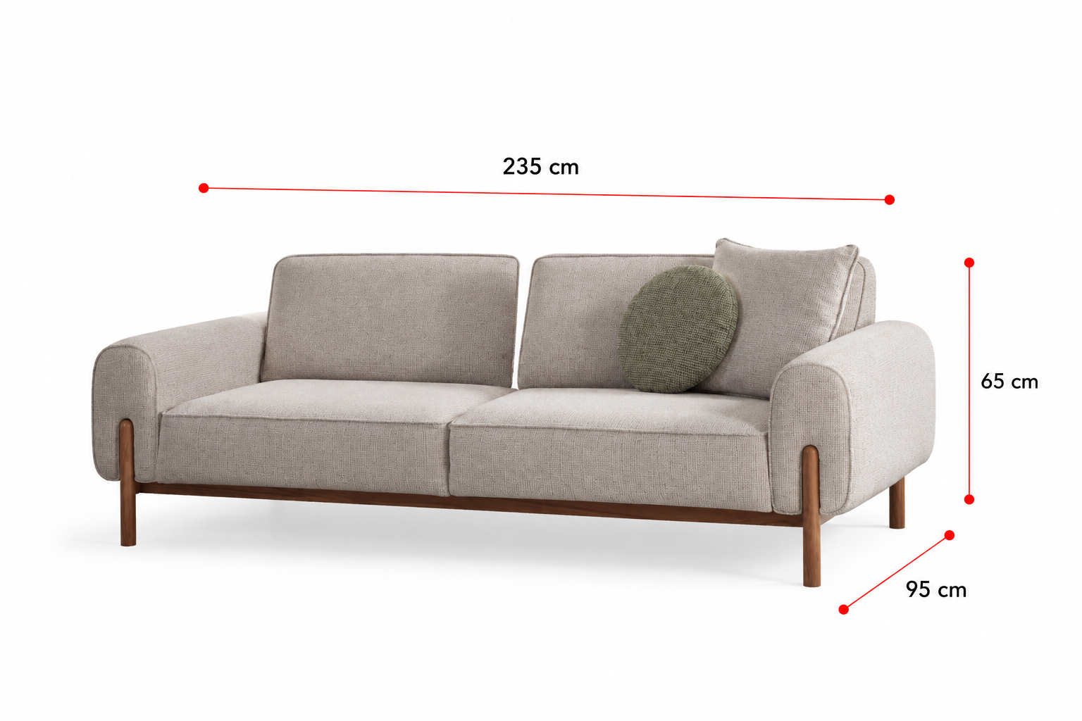 Vega Dreisitzer-Sofa, Cremeweiß