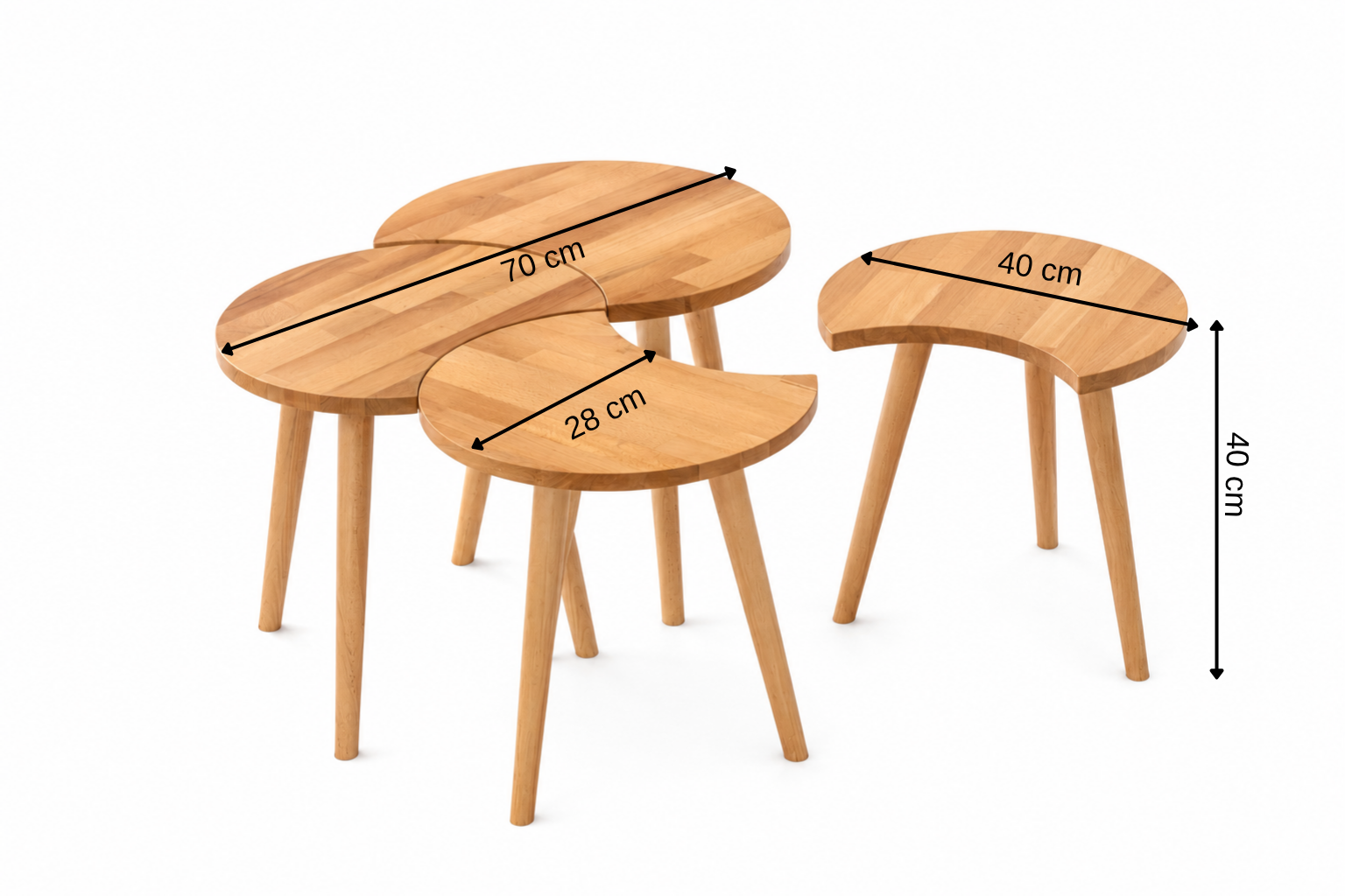 Yoda Beistelltisch- und Mitteltisch-Set, Natur