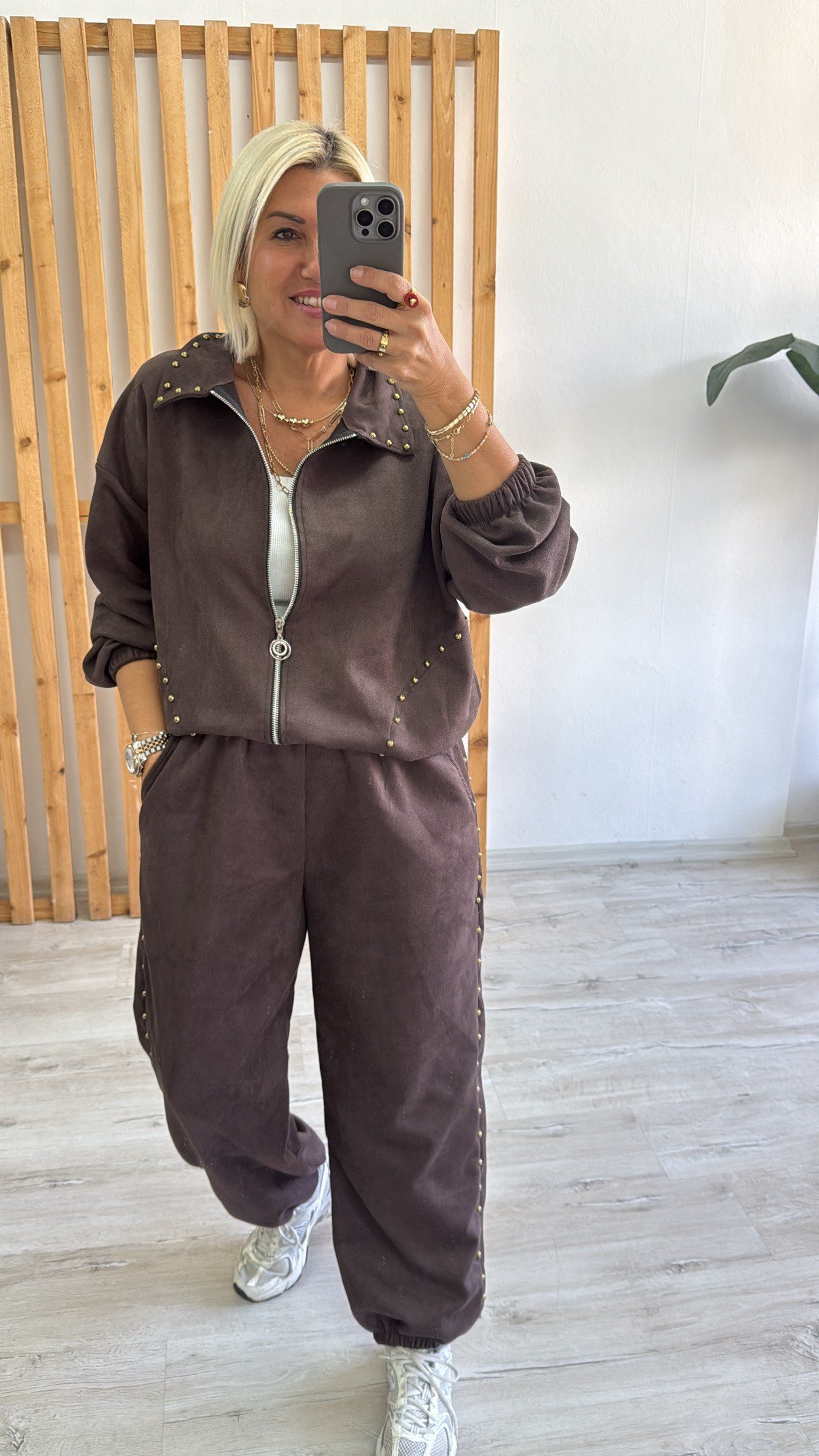  Zımbalı Ceket Pant.Süet İkili TakımUTK25012027-KAHVE-STD