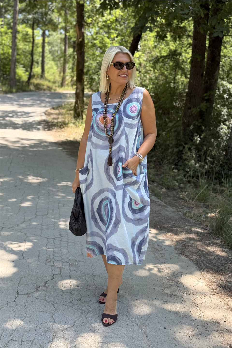 Bebe Mavisi Sarmal Desen Cepli Pamuk ElbiseELB26001063-BEBEMAVISI-STD