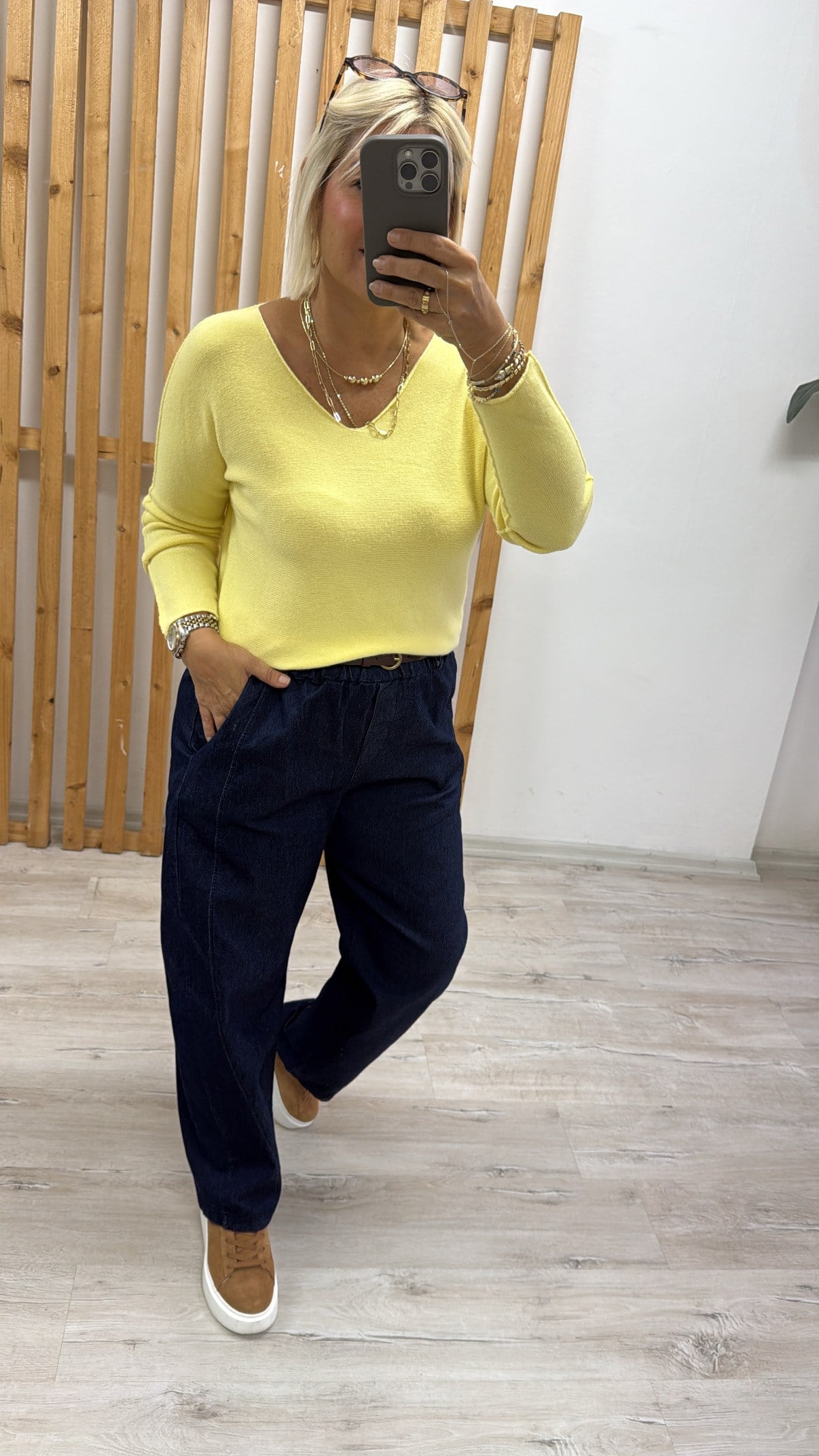 Beli Kemerli ithal Denim lycralı PantolonAPNT20250996-LACİVERT-STD