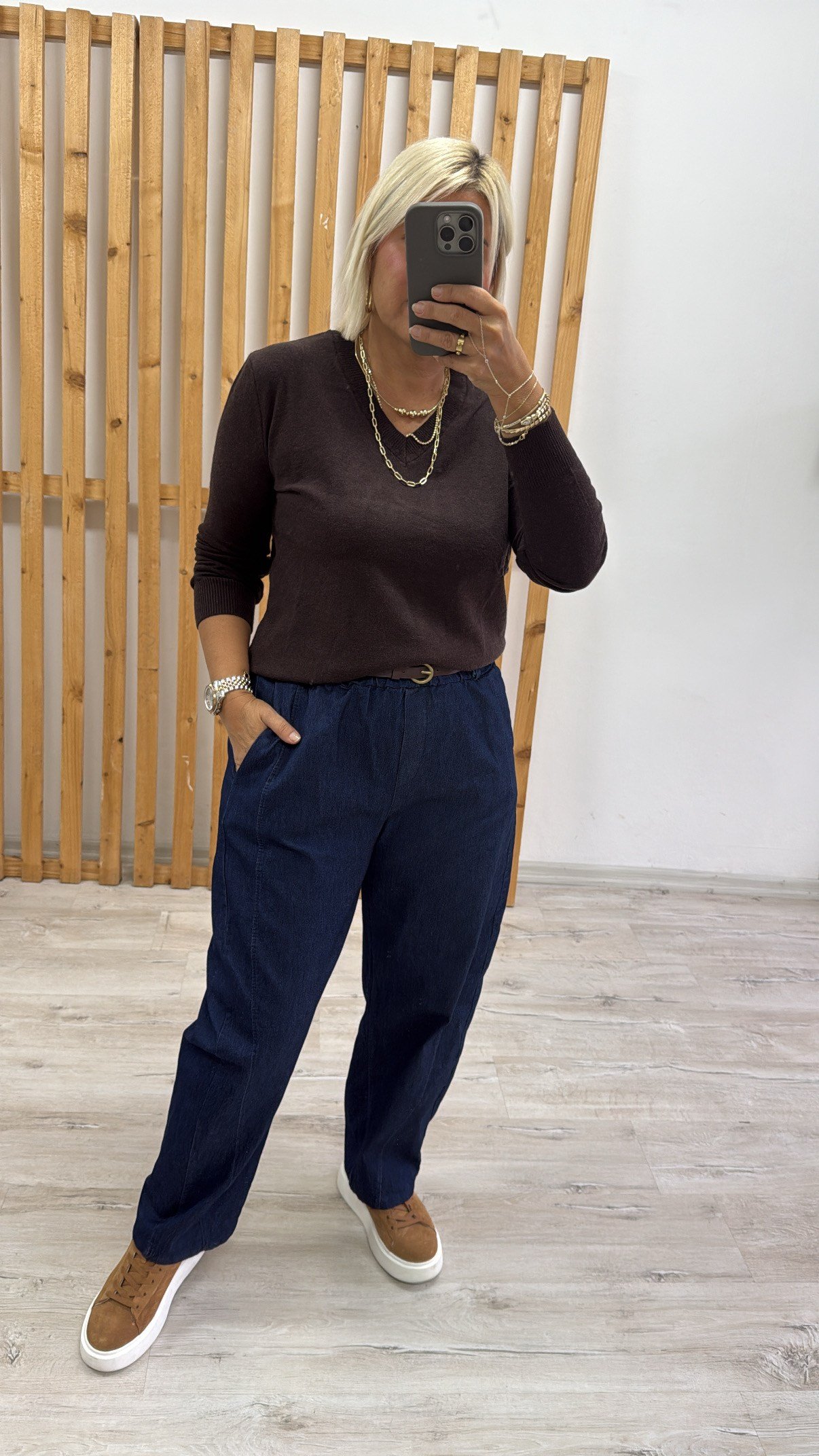 Beli Kemerli ithal Denim lycralı PantolonAPNT20250996-LACİVERT-STD