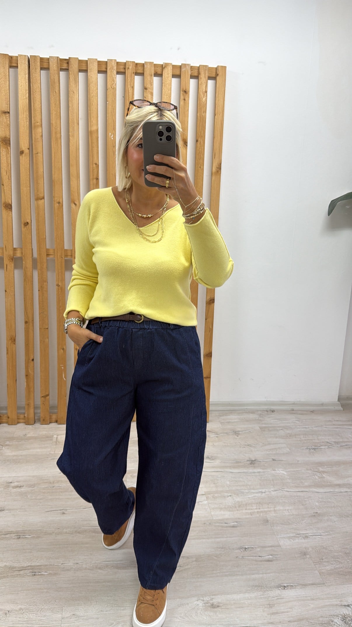 Beli Kemerli ithal Denim lycralı PantolonAPNT20250996-LACİVERT-STD