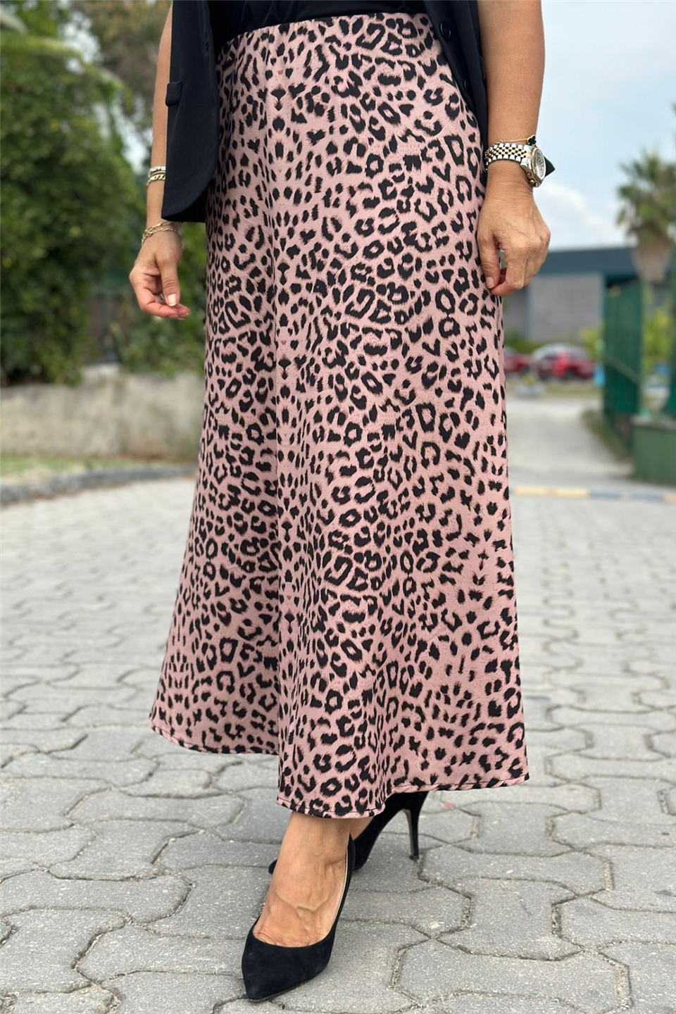 Beli Lastikli Saten Leopar EtekAY221060-KAHVERENGI-42