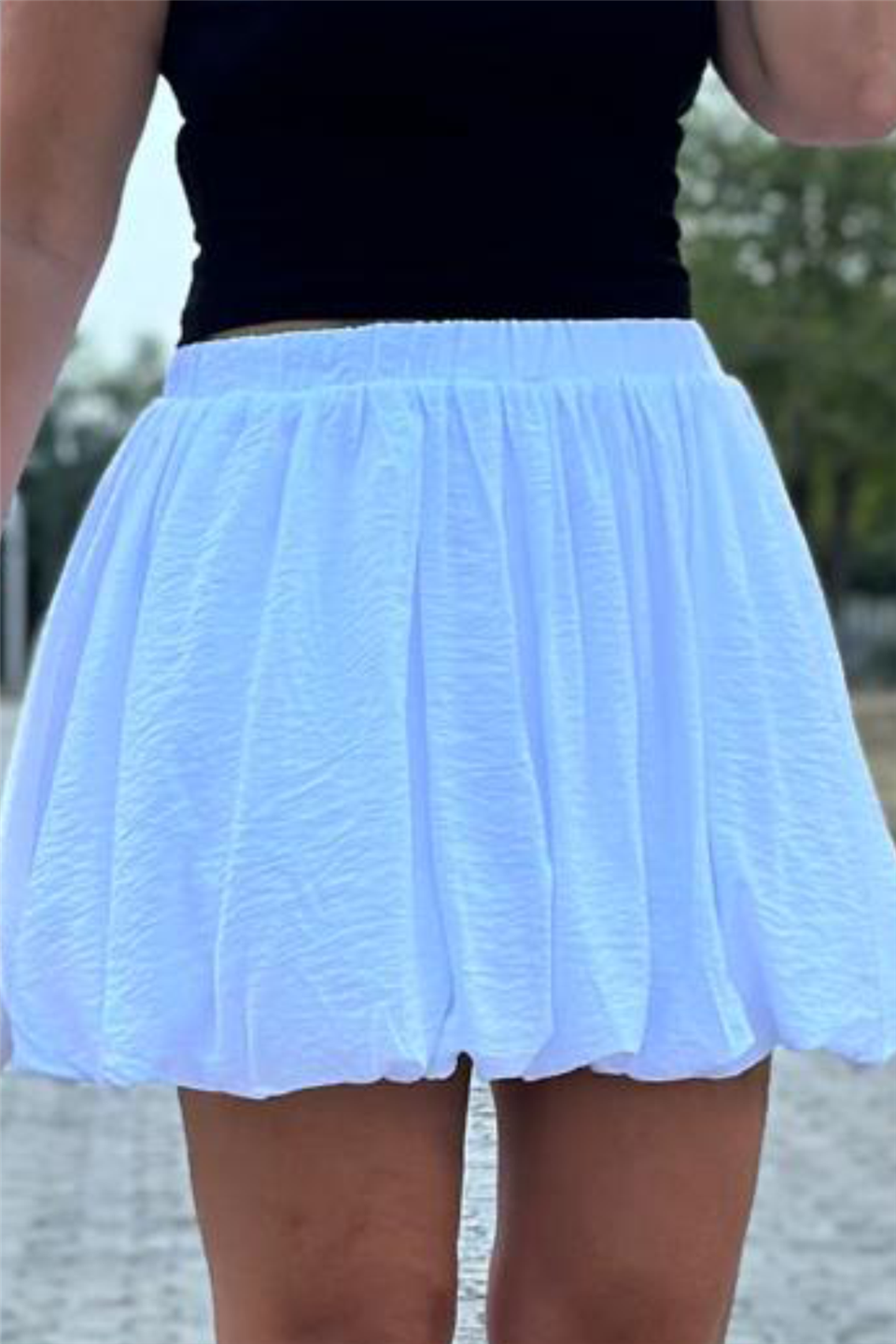 Beyaz Beli Lastikli Mini Balon EtekAY221058-BEYAZ-S