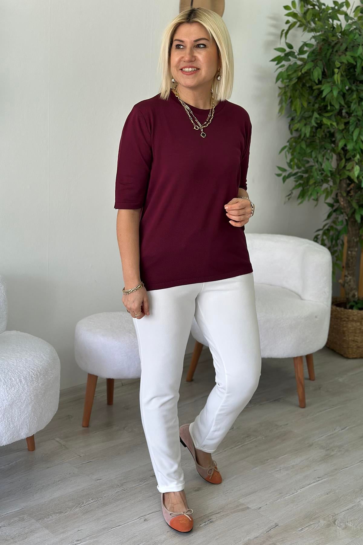 Beyaz Krep Kumaş Likralı PantolonAK214004-BEYAZ-S