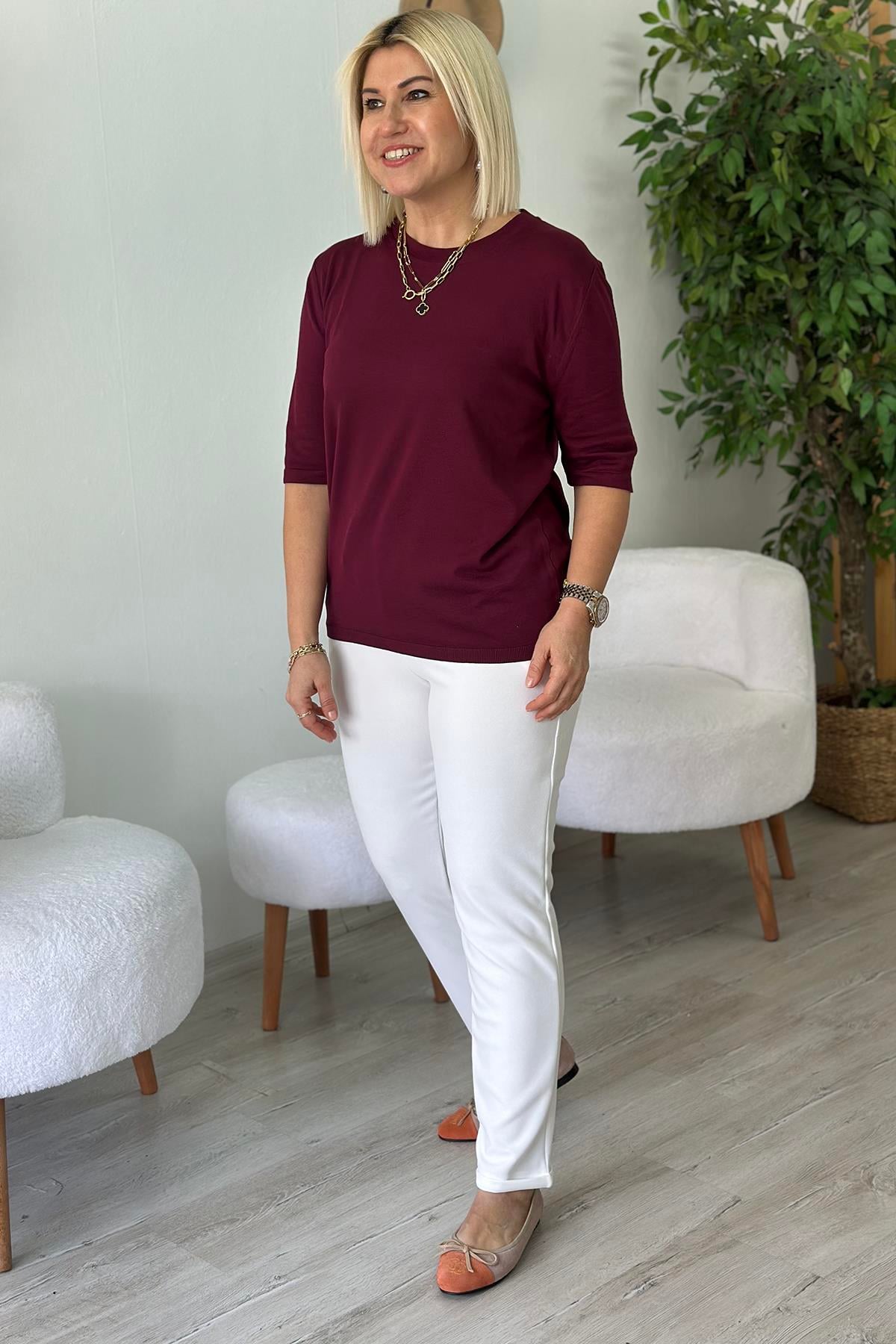 Beyaz Krep Kumaş Likralı PantolonAK214004-BEYAZ-S