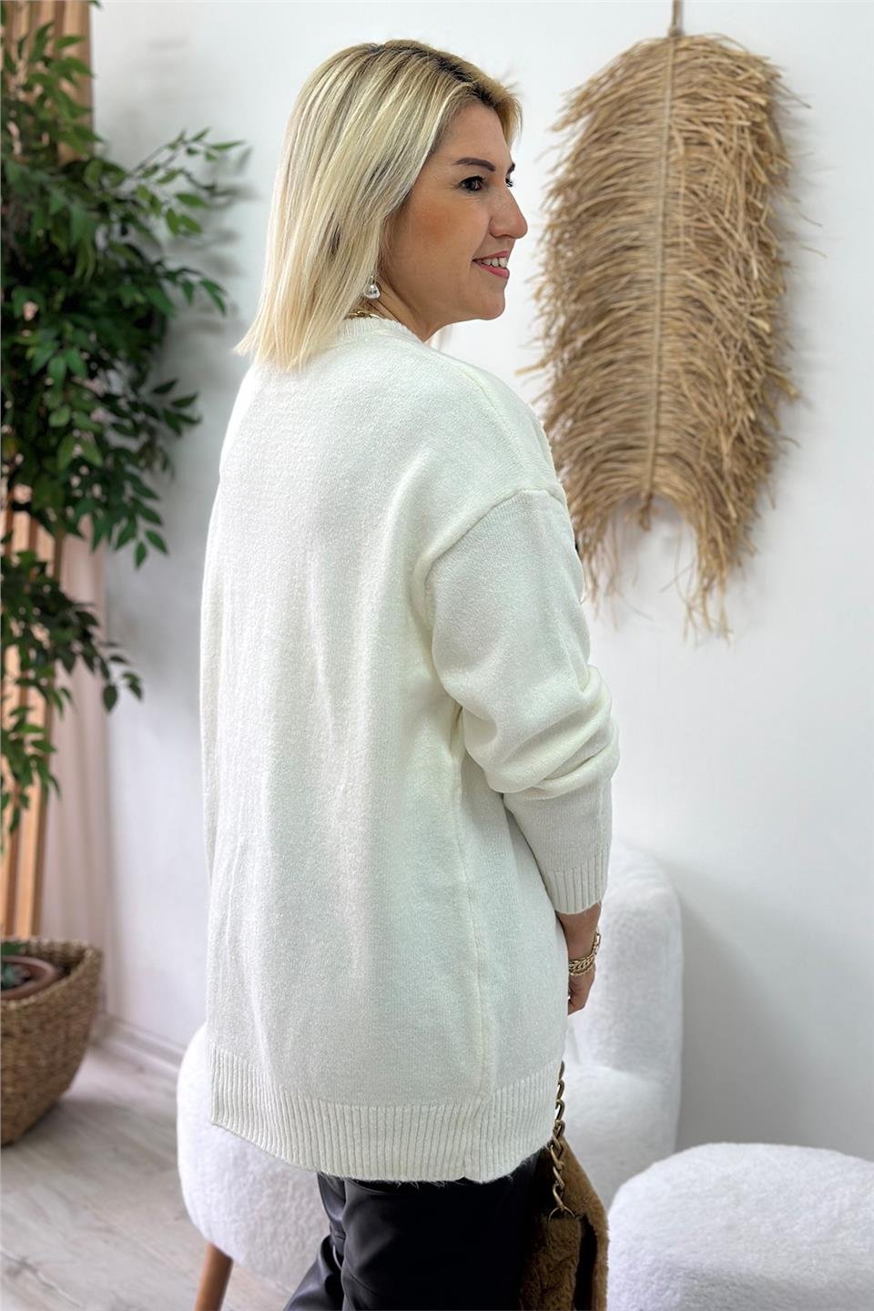 Beyaz Leopar Baskılı Tunik KazakUT24110951-BEYAZ-STD