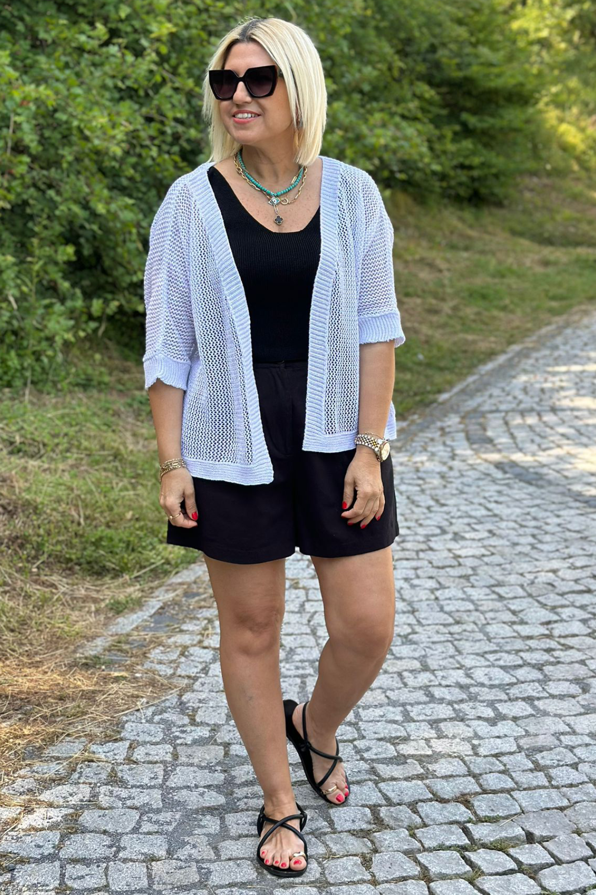 Beyaz Sim Geçişli File HırkaDK2230119-BEYAZ-STD