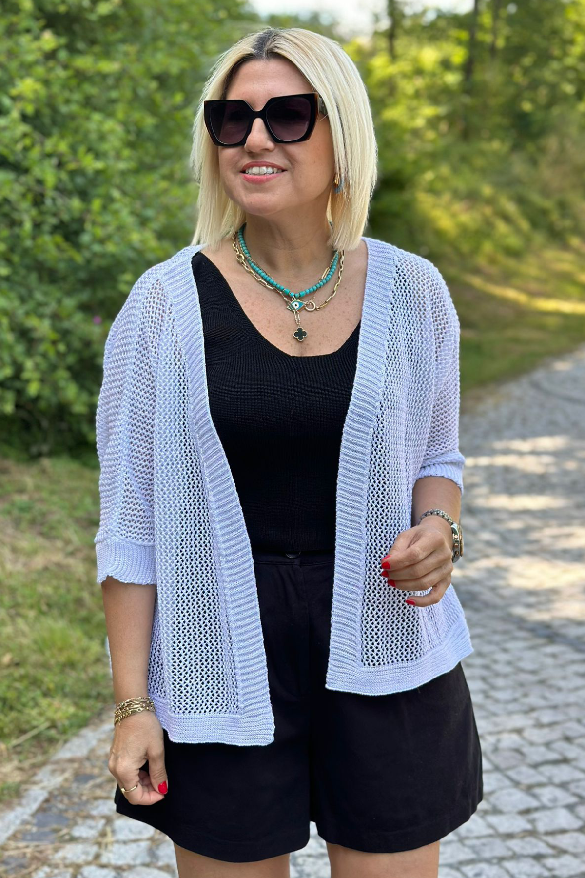 Beyaz Sim Geçişli File HırkaDK2230119-BEYAZ-STD