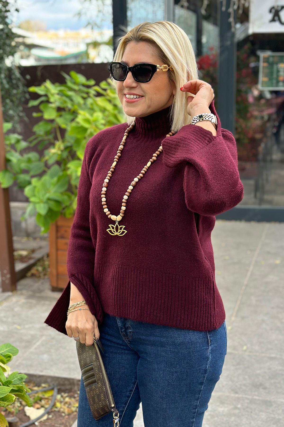 Bordo Dik Yaka Kollar Yırtmaçlı KazakUT24110918-BORDO-STD