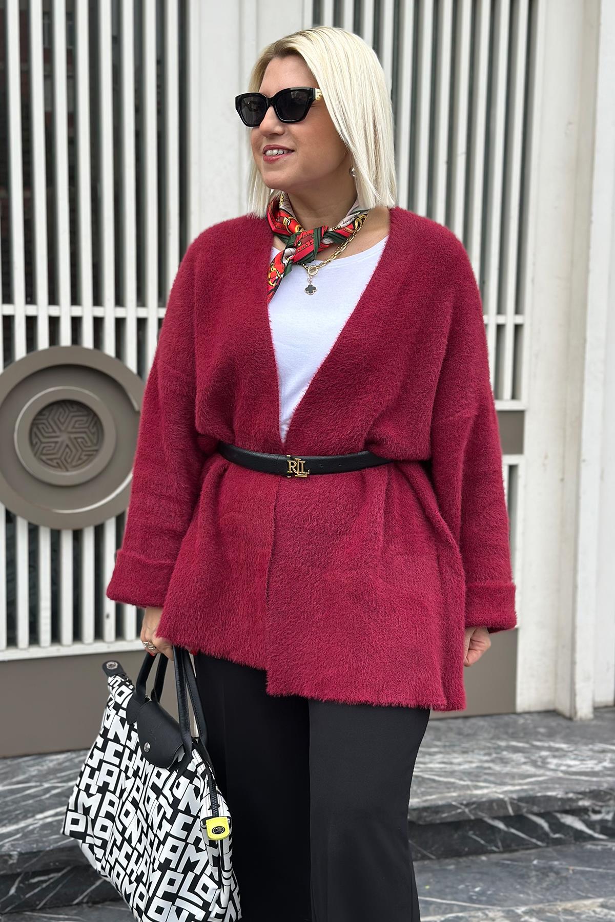 Bordo Sakallı Salaş Tunik HırkaUH24110922-BORDO-STD