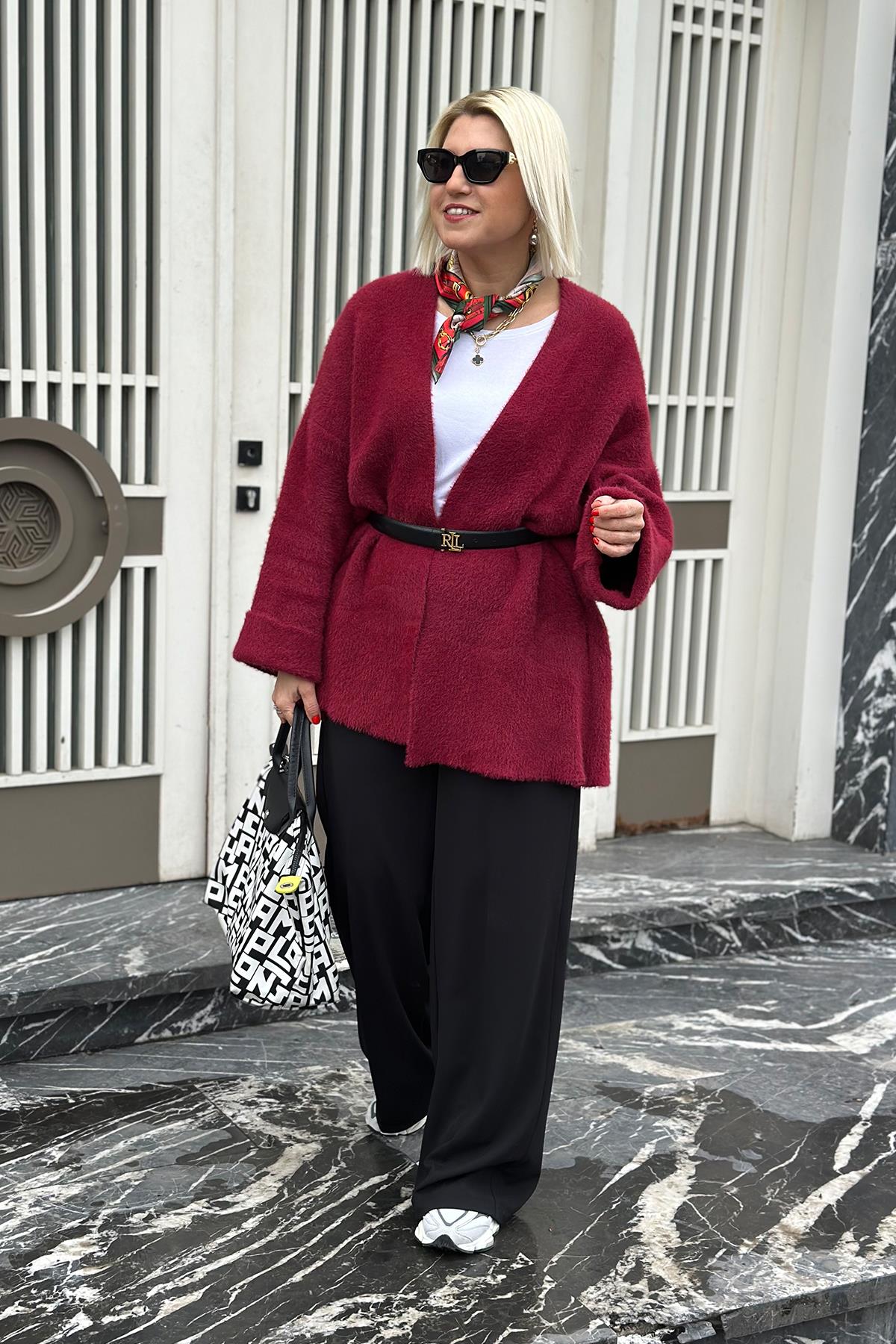 Bordo Sakallı Salaş Tunik HırkaUH24110922-BORDO-STD