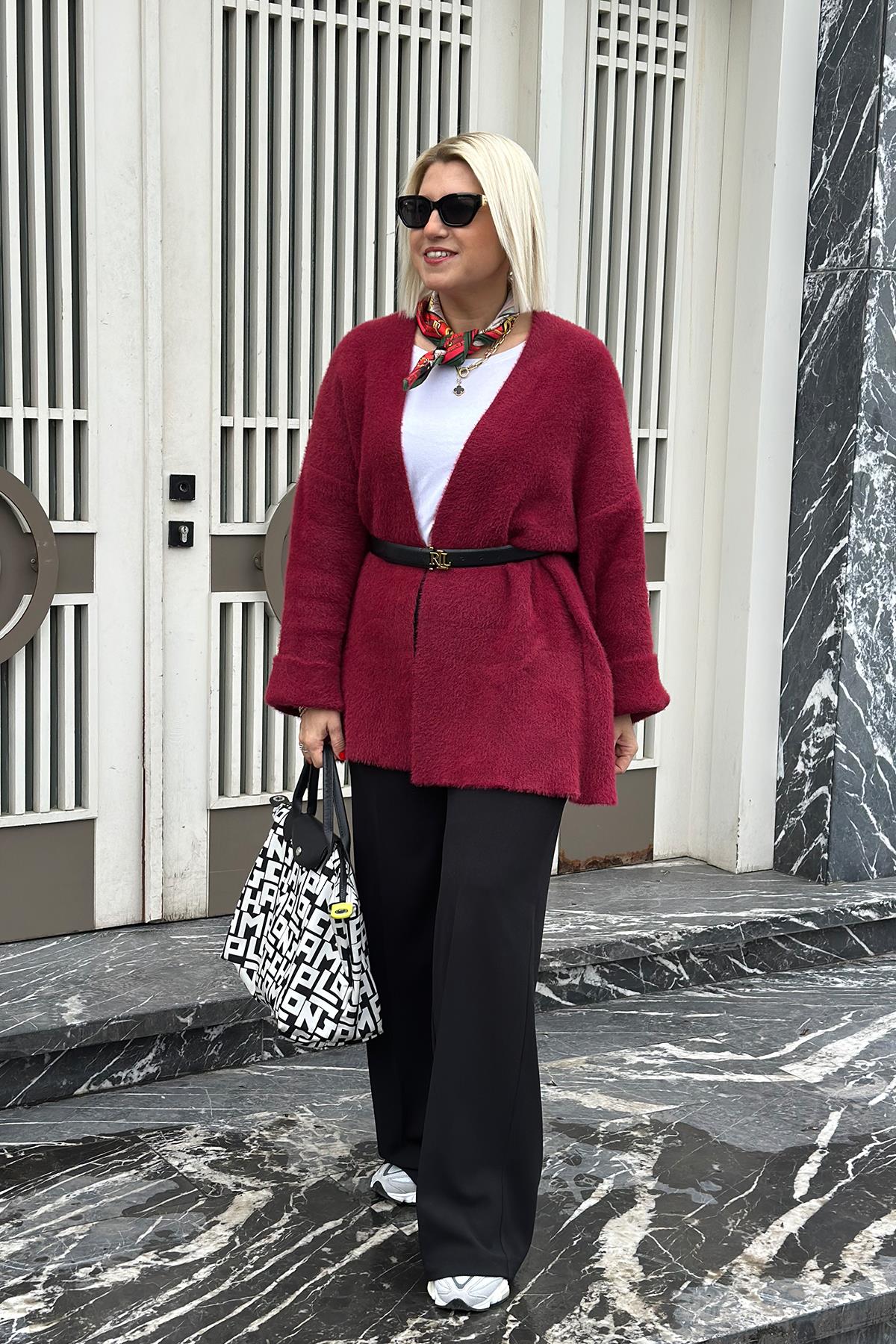 Bordo Sakallı Salaş Tunik HırkaUH24110922-BORDO-STD