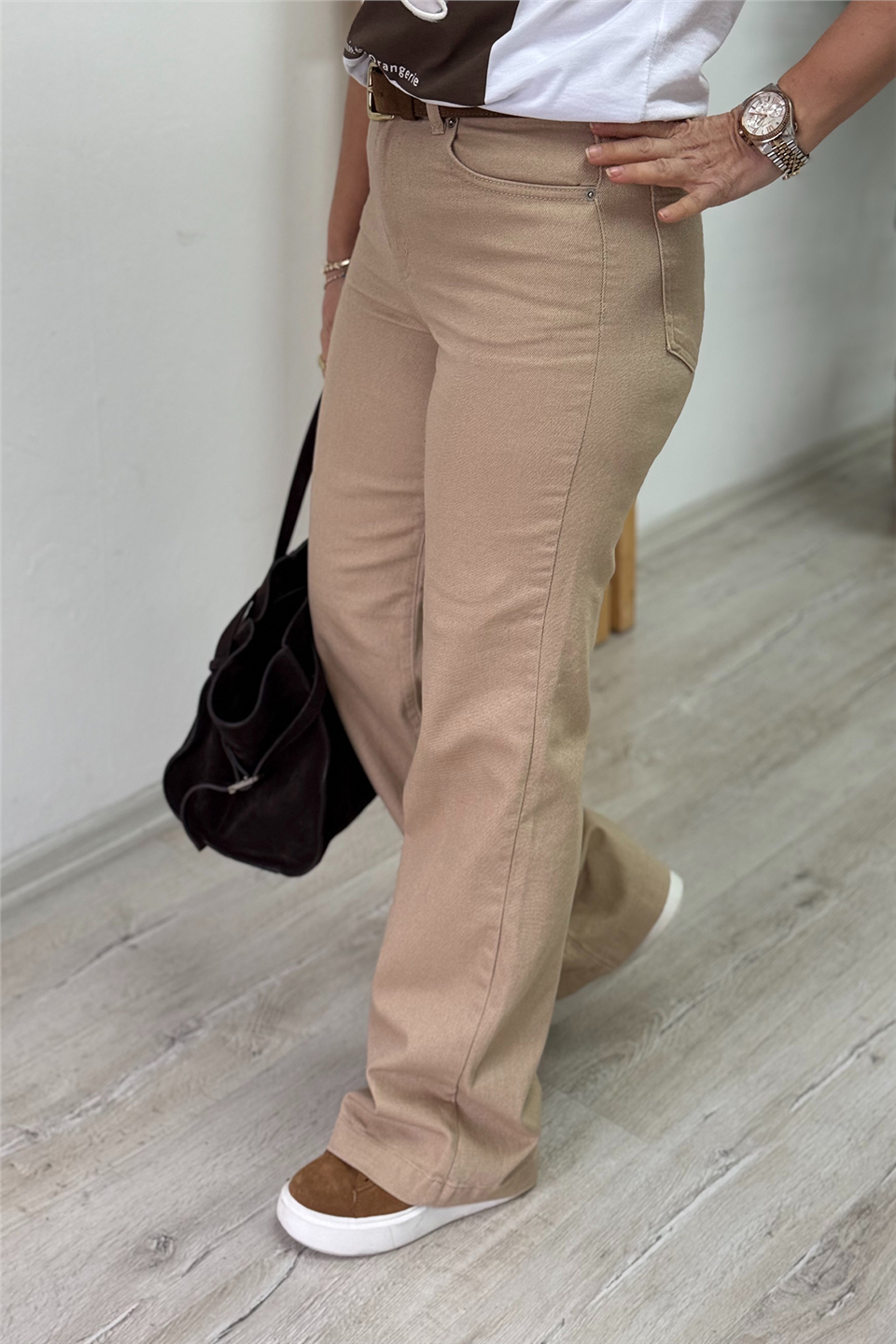 Cappucino Bol Paça Yüksek Bel Lycralı JeanAPNT20250958-CAPPUCINO-36