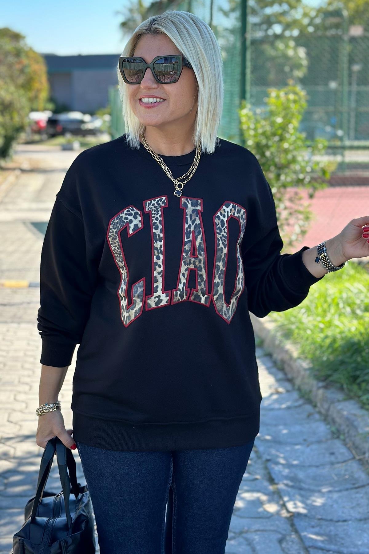 Clao Baskılı Uzun Kollu SweatshirtUK2250139-LACIVERT-S